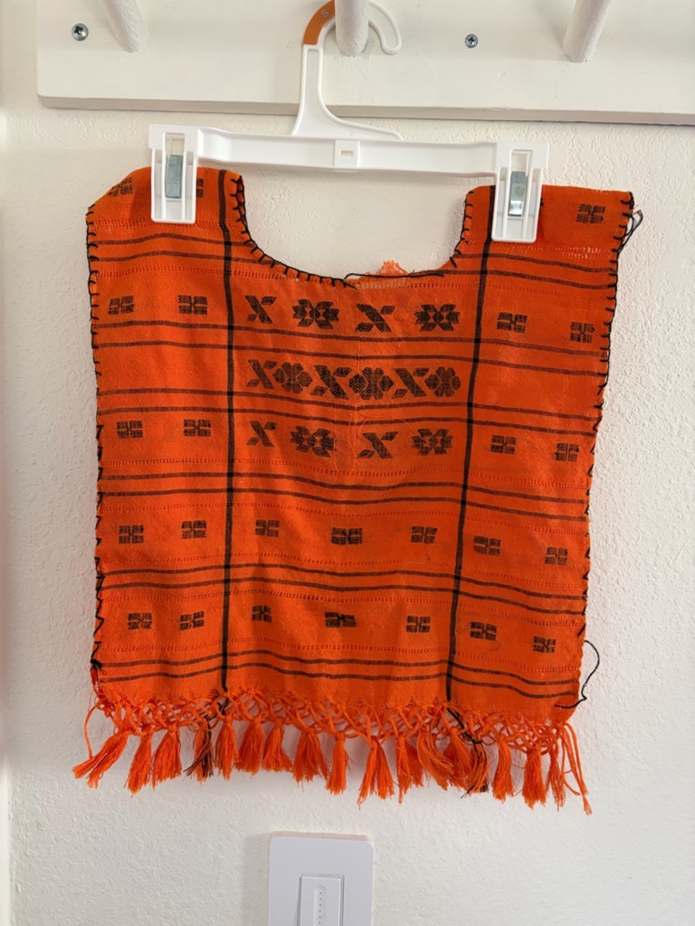 Mexican style Orange and Black Handwoven Top